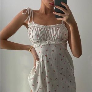 For Love and Lemons Pointelle Blossom Slip Dress S